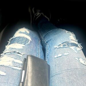 Current/Elliot ripped and bejeweled jeans